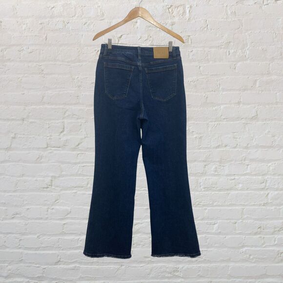 La Joie Jeans Size 10 Flare Raw Hem High Rise Medium Wash Denim - Picture 3 of 14